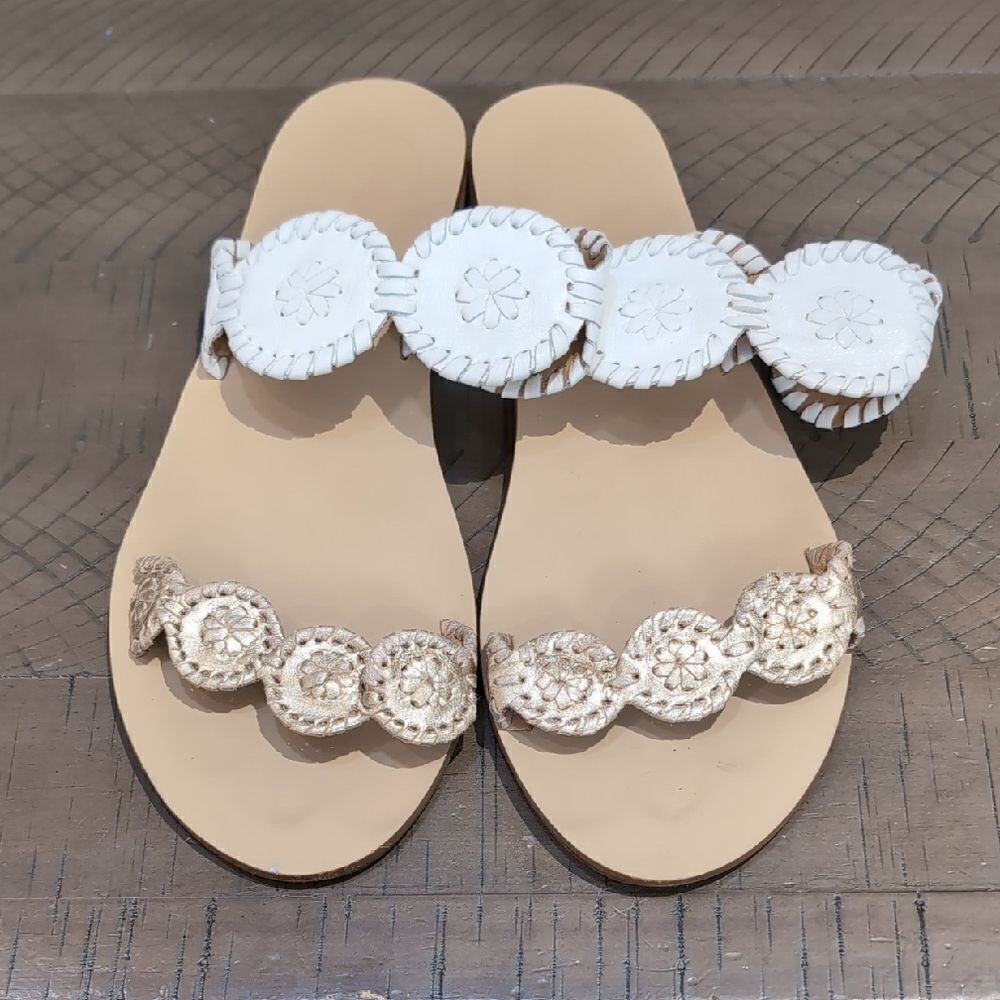Jack Rogers White and Gold Women's Sandals Sz 11